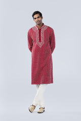 MAROON CHICKANKARI KURTA - Arjuun Kilachand