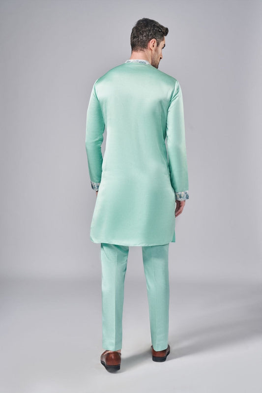 MINT GREEN PRINTED KURTA - Arjuun Kilachand