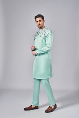 MINT GREEN PRINTED KURTA - Arjuun Kilachand