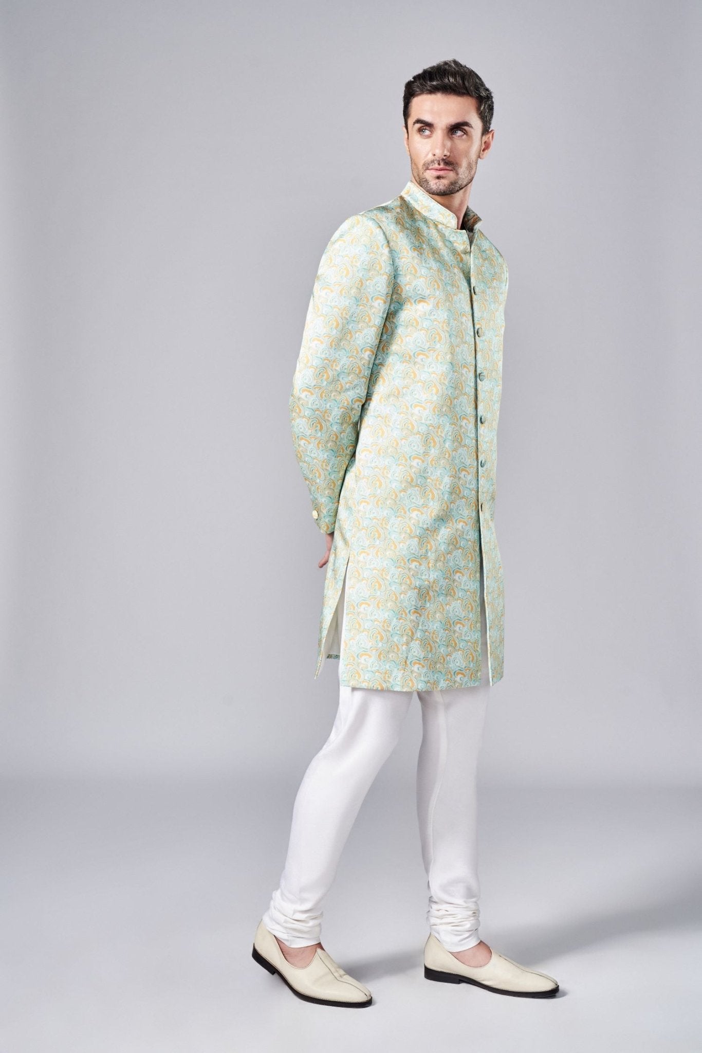 MULTI COLOR ALL OVER PRINTED SHERWANI SET - Arjuun Kilachand