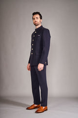 NAVY BLUE BANDGALA SUIT - Arjuun Kilachand