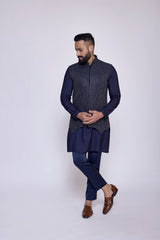 NAVY BLUE CONCEALED BUNDI - Arjuun Kilachand