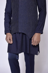 NAVY BLUE CONCEALED BUNDI - Arjuun Kilachand