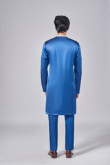 NAVY BLUE PRINTED KURTA - Arjuun Kilachand