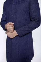 NAVY BLUE SHERWANI - Arjuun Kilachand