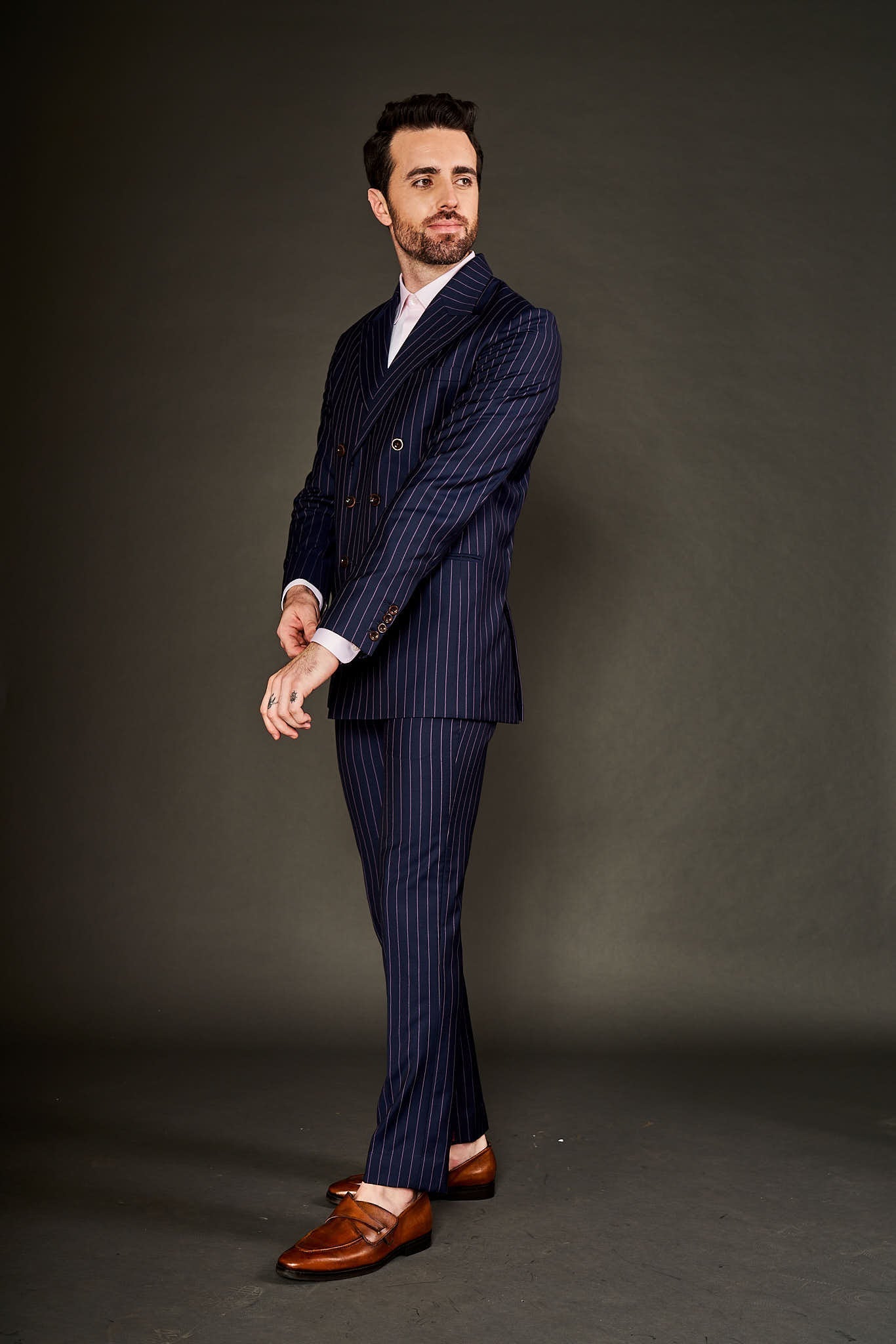 NAVY BLUE STRIPE SUIT - Arjuun Kilachand