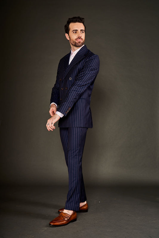 NAVY BLUE STRIPE SUIT - Arjuun Kilachand