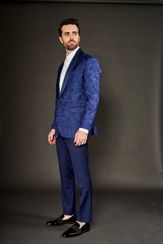 NAVY BLUE TUXEDO SUIT - Arjuun Kilachand