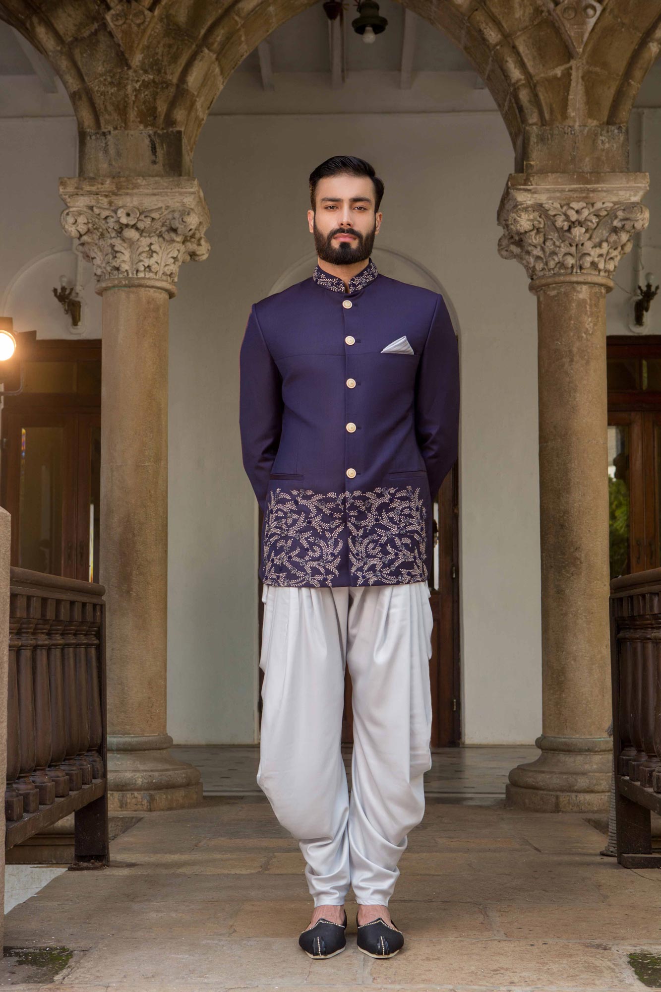 PLUM HAND EMBROIDERED BANDGALA JACKET - Arjuun Kilachand