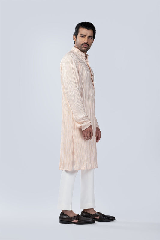 POWDER PINK PLEATED KURTA - Arjuun Kilachand