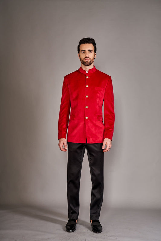 RED BANDGALA JACKET - Arjuun Kilachand