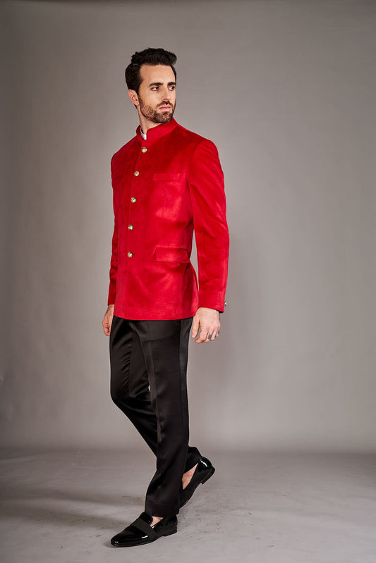 RED BANDGALA JACKET - Arjuun Kilachand