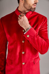 RED BANDGALA JACKET - Arjuun Kilachand