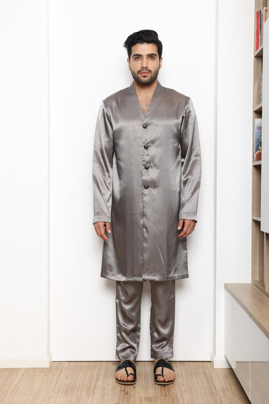 SLATE GREY KURTA SET - Arjuun Kilachand